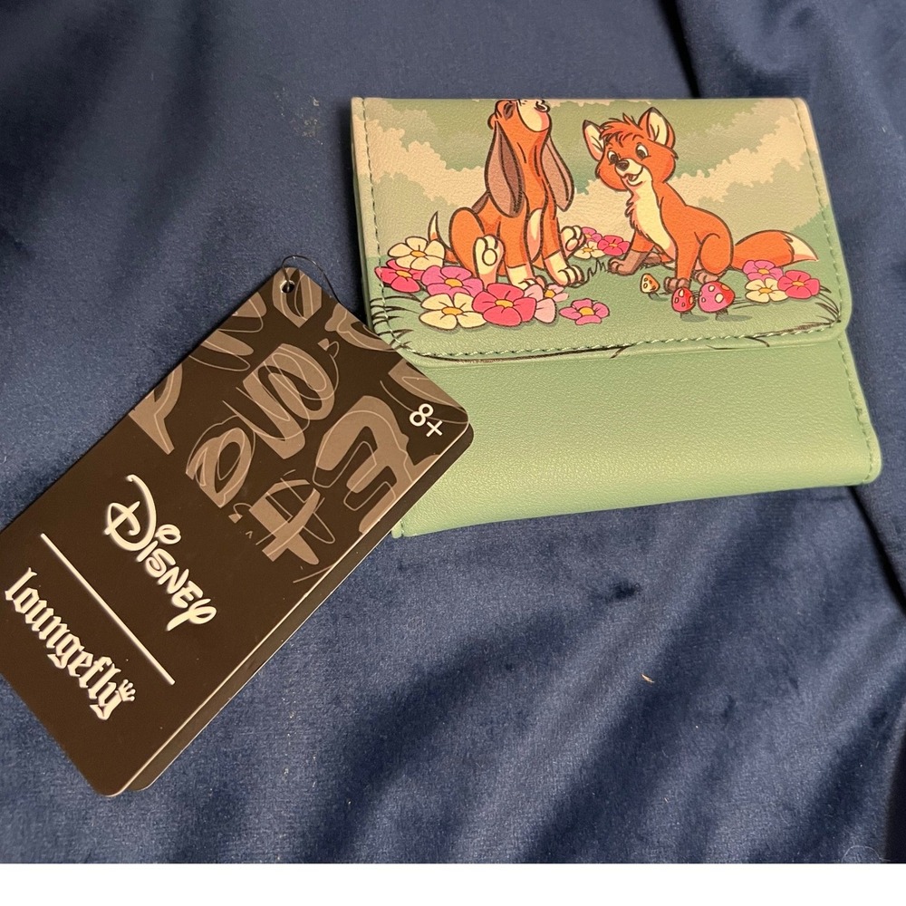 Loungefly The Fox and the Hound Wallet Women Green Tod Copper Trifold NWT
